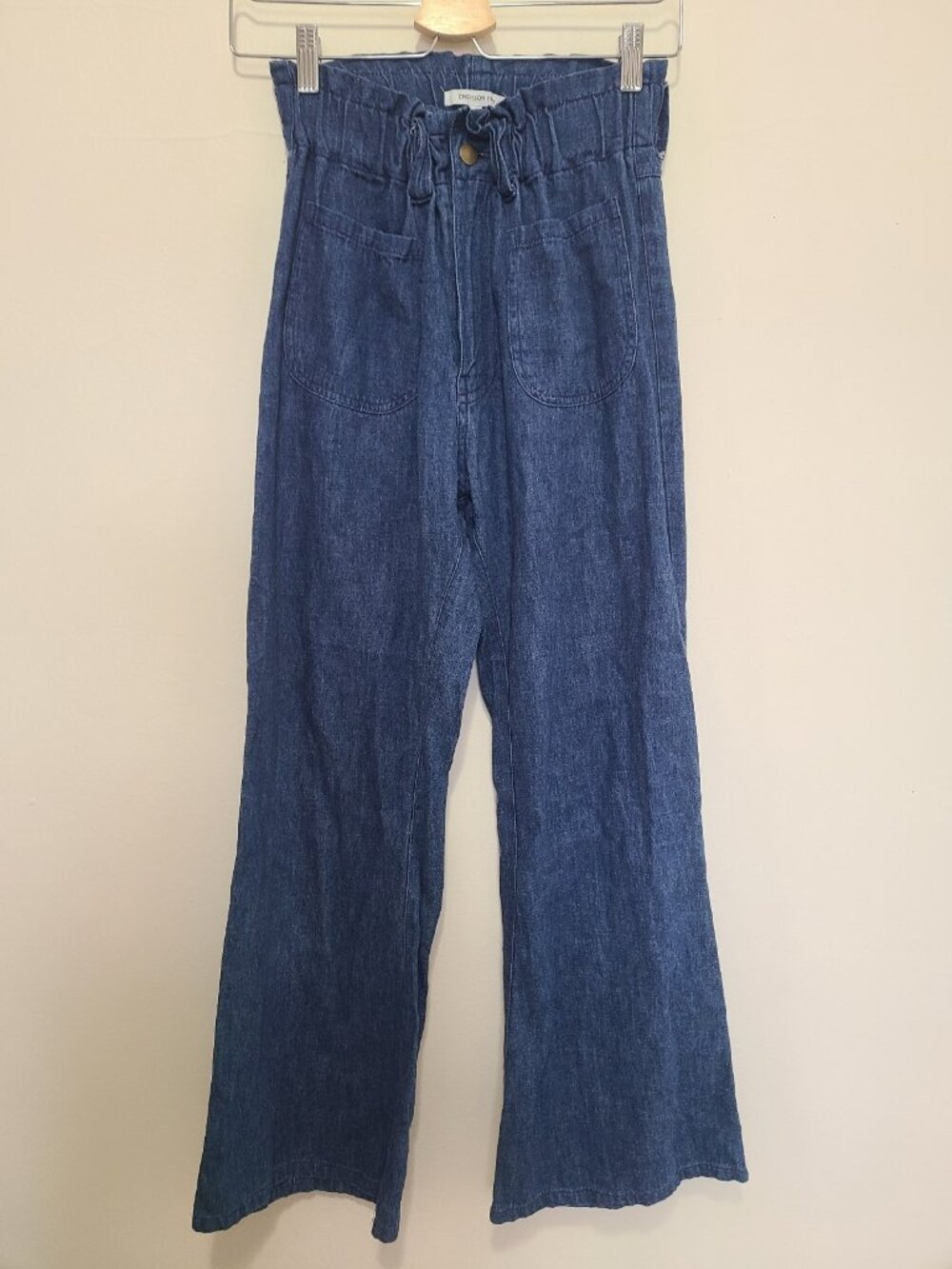 Emerson Fry Blue Denim Like Wide Leg High Rise Pants Women XS